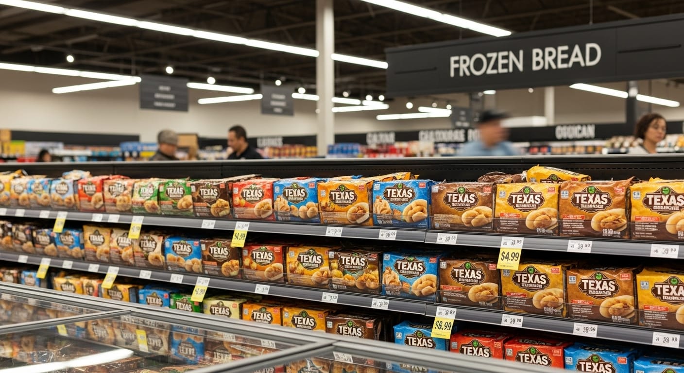 Texas Roadhouse frozen rolls available at major grocery stores - Walmart Kroger HEB frozen bread section, commercial frozen rolls brands with pricing $4.99 to $8.99