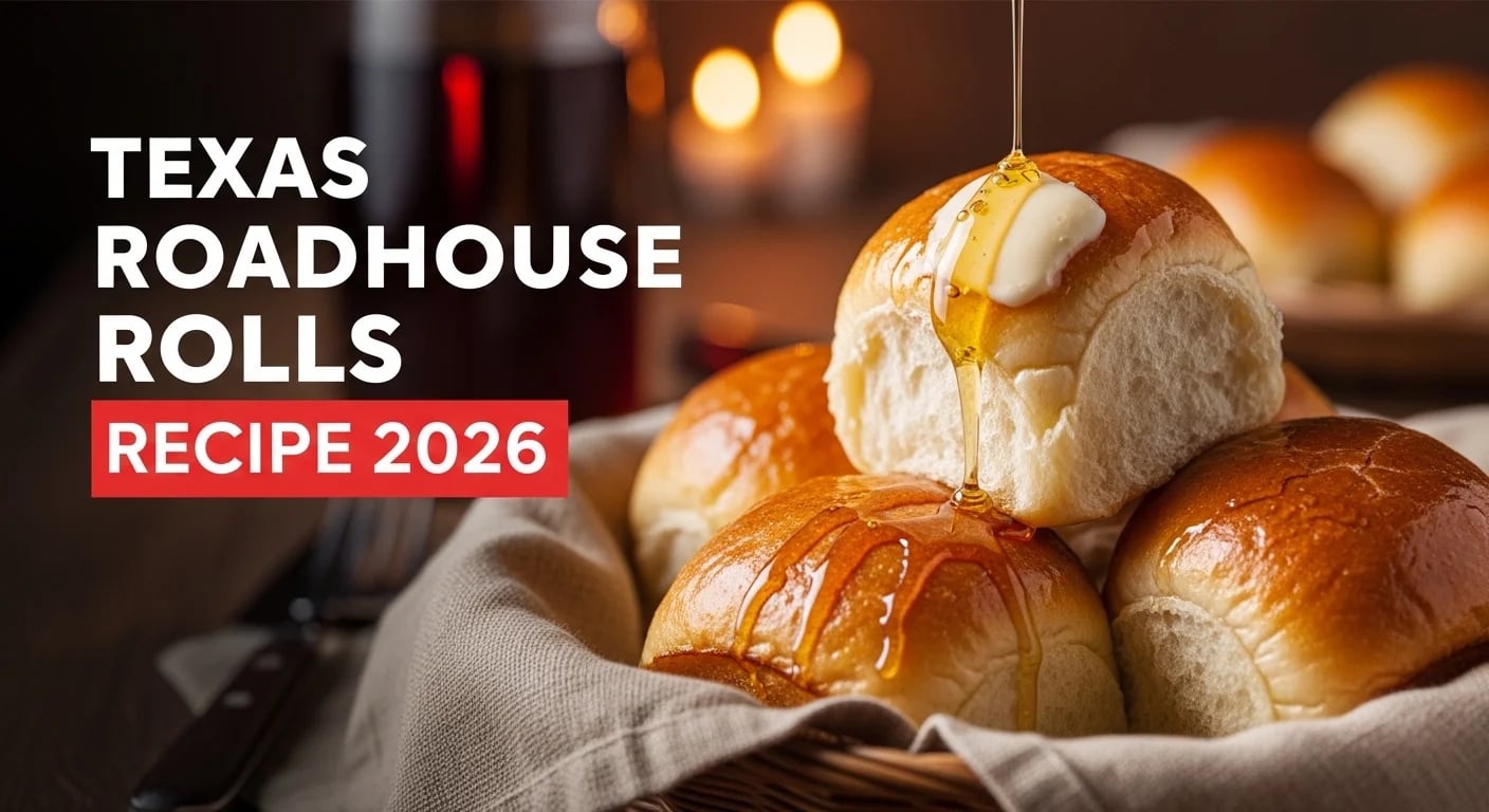 Texas Roadhouse fresh baked rolls recipe - copycat dinner rolls with honey cinnamon butter, soft fluffy golden brown bread
